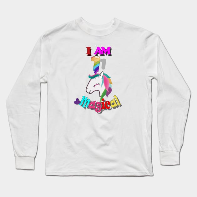 unicorn 1st birthday: I am 1 and magical Long Sleeve T-Shirt by bratshirt